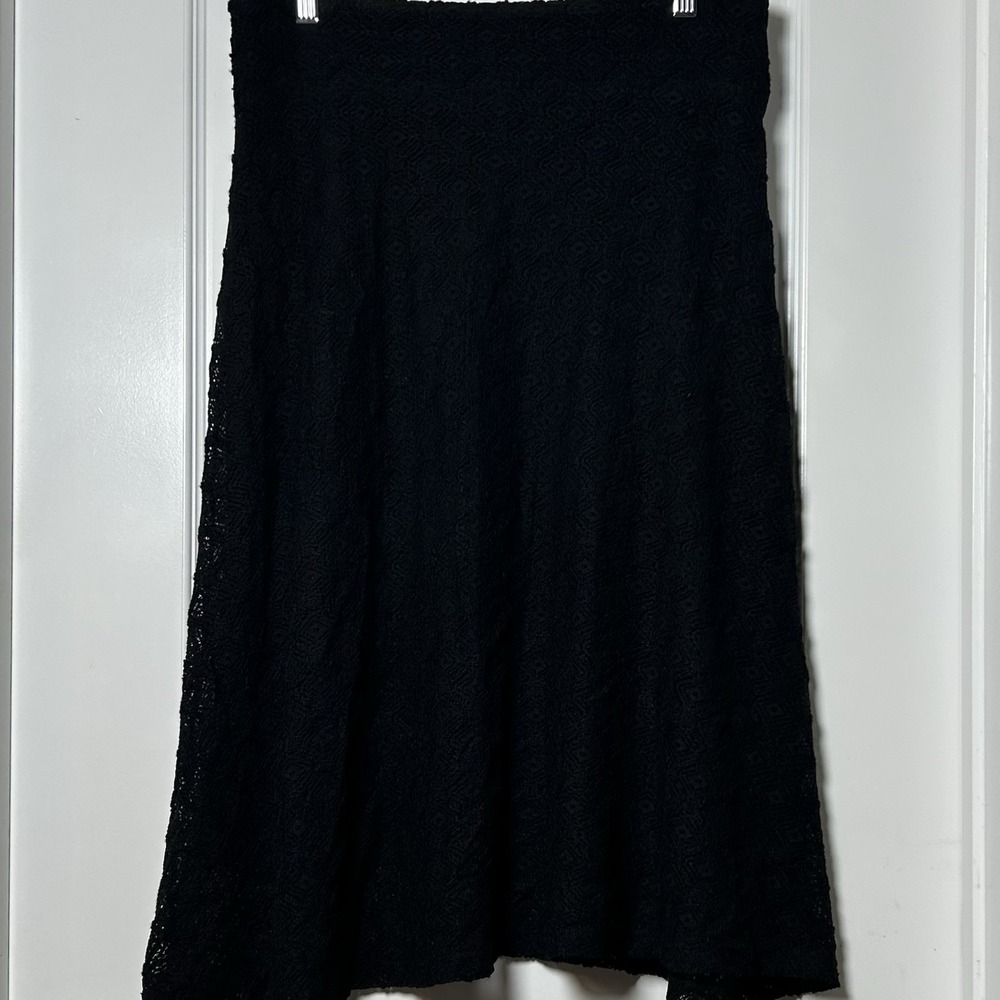 Zac & Rachel‎ Black Crochet Lace A-Line Midi Skirt Boho Chic Whimsigoth Style